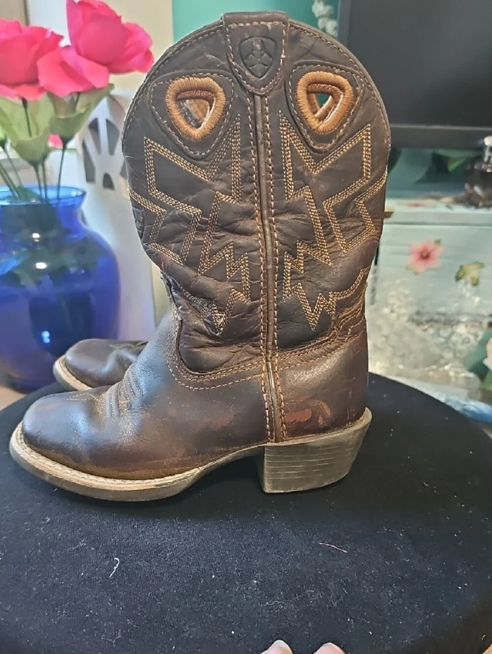 Ariat Dark Brown Kids Western Pull-On Boots Size 2 Toddler